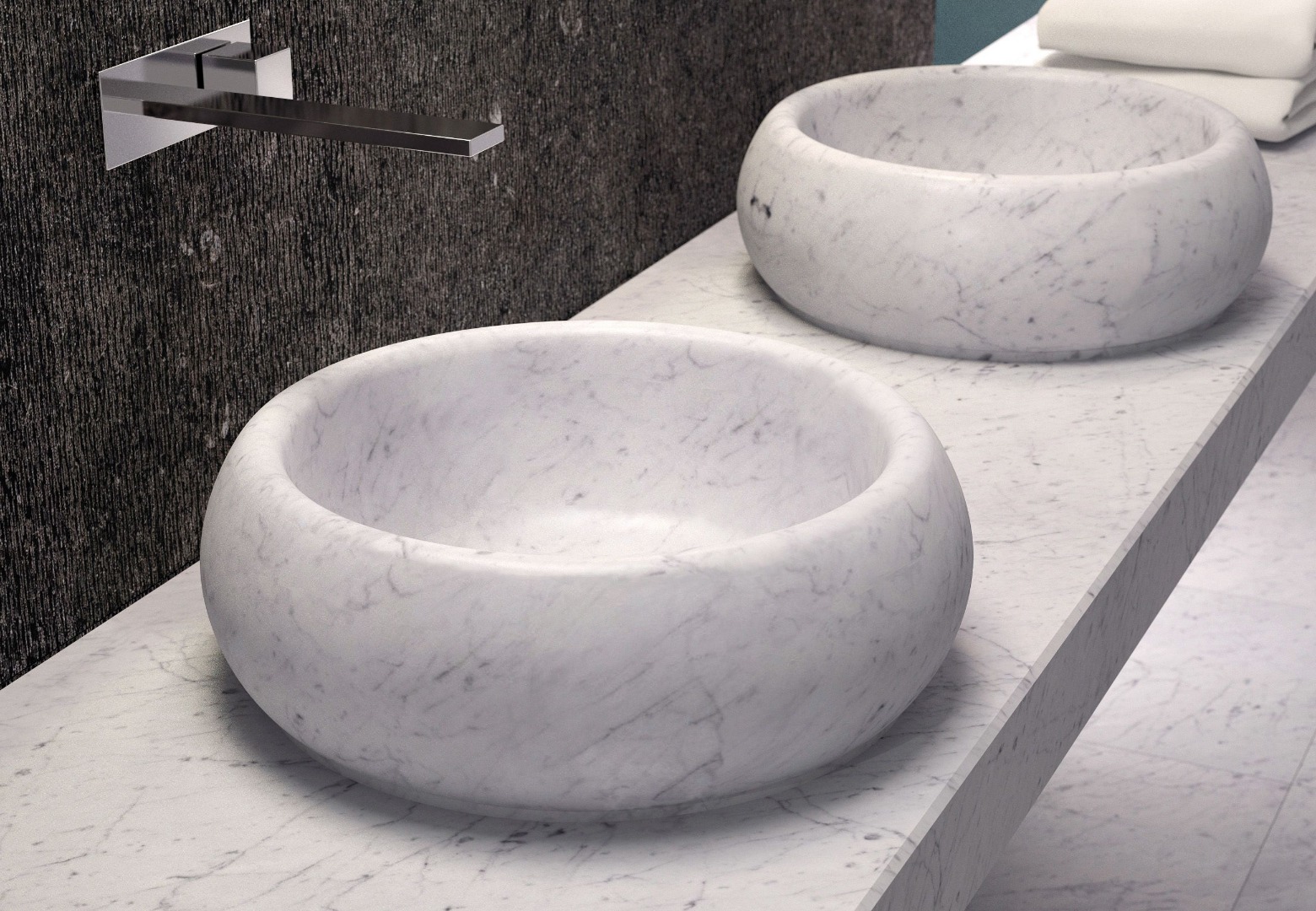 Bianco Carrara Pisa Waschbecken cm 45x45x15 cm