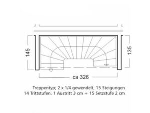 Treppe Typ 2 x viertelgewendelt Skizze.