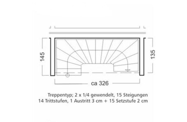 Treppe Typ 2 x viertelgewendelt Skizze.
