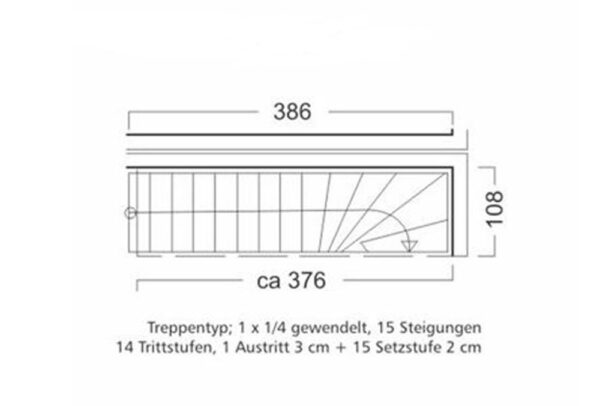 Treppe Typ viertelgewendelt Skizze